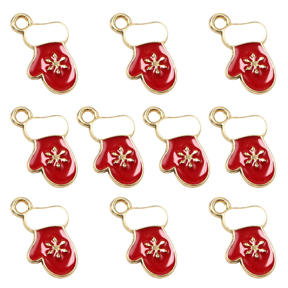 Jewelry Making Gloves - 10Pcs Christmas Glove Charms Alloy Pendant