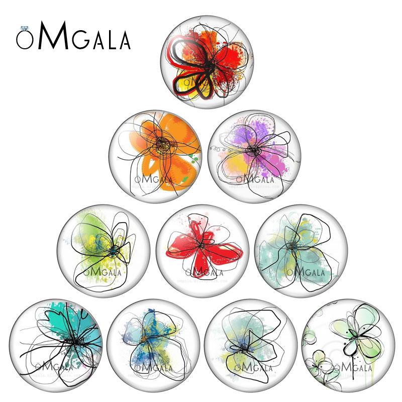 Jewelry Making Drawing - Mix Color Art Drawing Flowers 12mm/14mm/16mm/18mm/20mm/25mm/30mm