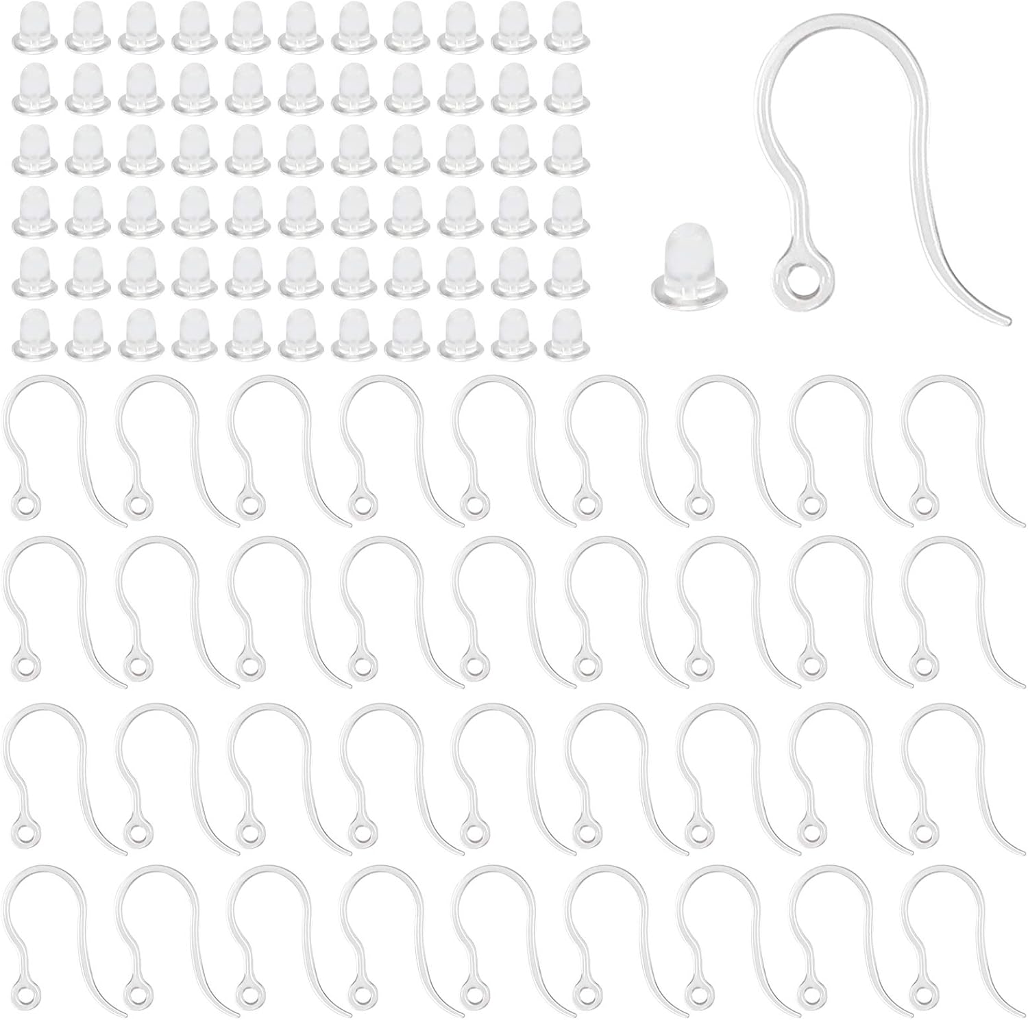 Jewelry Making Thread - 40pcs Clear Plastic Earring Hooks Ear