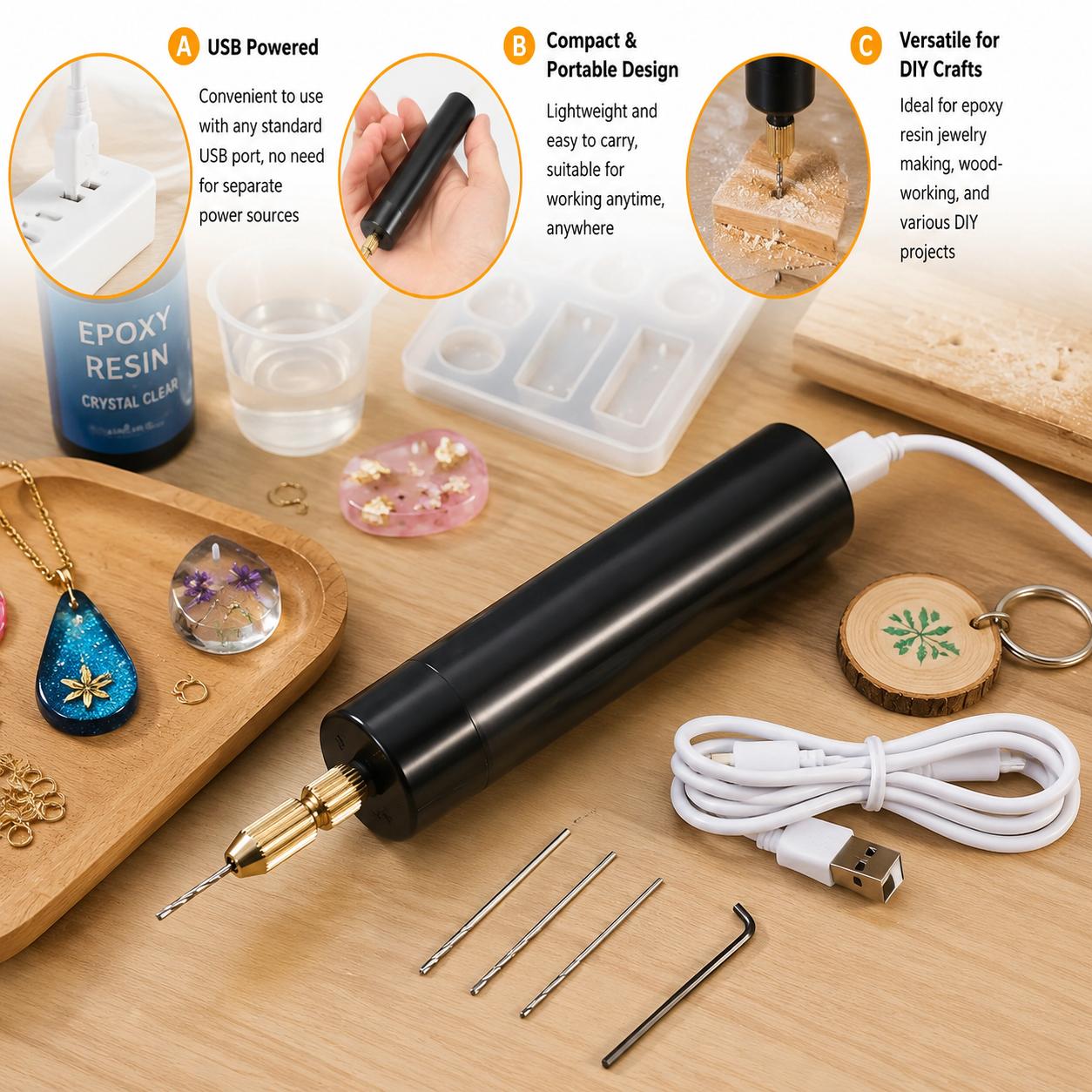 Mini Electric Drill USB Powere - огляд і ціна Jewelry Making Dc